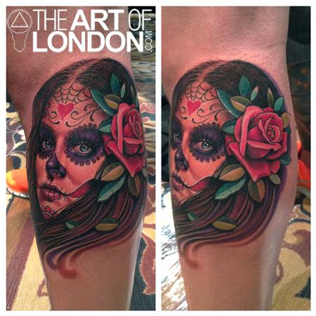 Tattoos - Day of the Dead Girl and Rose Tattoo - 70482